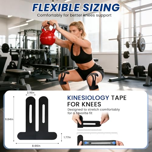 CEYOME Kinesiology Tape for Knees, 10 PCS Knee Tape for Knee Pain Relief & Support, Waterproof, Latex-Free & Breathable Athletic Tape for Basketball, Running, Sports (Black) - Image 4
