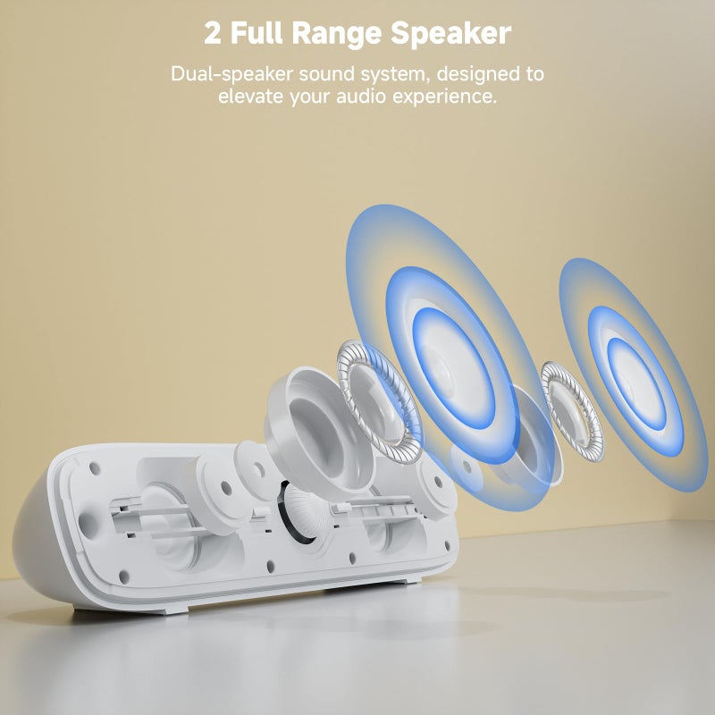 SOULION Computer Speakers for Desktop, USB Powered Bluetooth PC Speaker with Led Light, 3.5mm Aux Soundbar with Rotary Volume Control Button for Laptop Monitor White - Image 2