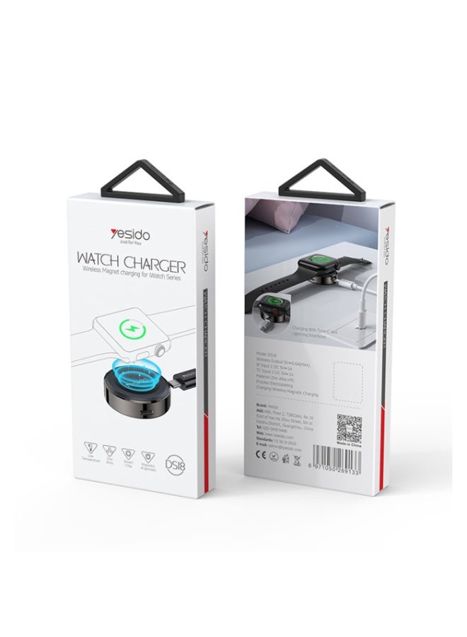 Yesido Magnetic Portable Charger for Apple Watch – Compact Zinc Alloy Fast Charging Dock – Type-C & Lightning Input – DS18 - Image 5