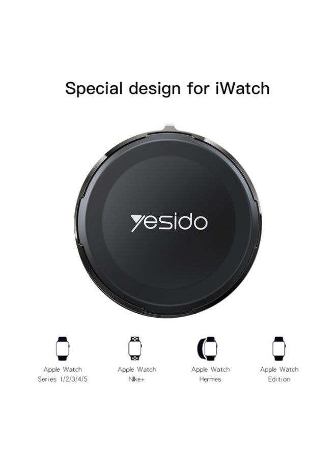 Yesido Magnetic Portable Charger for Apple Watch – Compact Zinc Alloy Fast Charging Dock – Type-C & Lightning Input – DS18 - Image 3