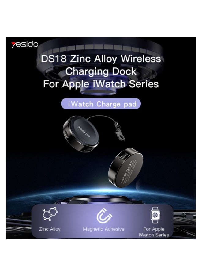 Yesido Magnetic Portable Charger for Apple Watch – Compact Zinc Alloy Fast Charging Dock – Type-C & Lightning Input – DS18 - Image 2