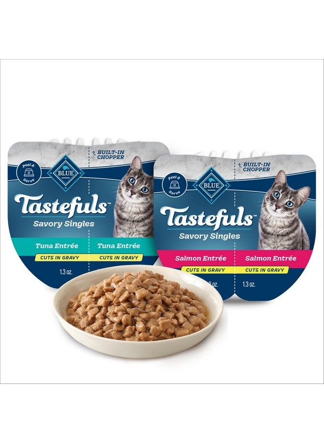 Blue Buffalo Tastefuls Savory Singles Natural Wet Cat Food Cuts in Gravy, Salmon and Tuna Variety Pack, 2.6-oz. Trays, 12-Count - Image 1