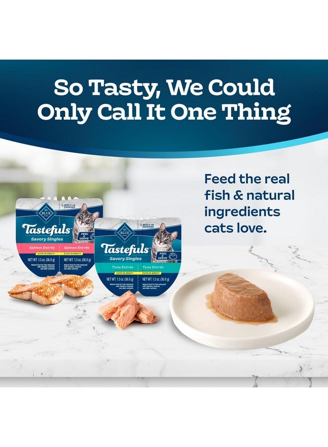 Blue Buffalo Tastefuls Savory Singles Natural Wet Cat Food Cuts in Gravy, Salmon and Tuna Variety Pack, 2.6-oz. Trays, 12-Count - Image 3