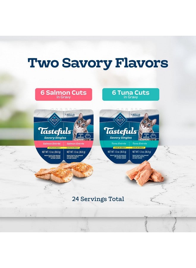 Blue Buffalo Tastefuls Savory Singles Natural Wet Cat Food Cuts in Gravy, Salmon and Tuna Variety Pack, 2.6-oz. Trays, 12-Count - Image 4