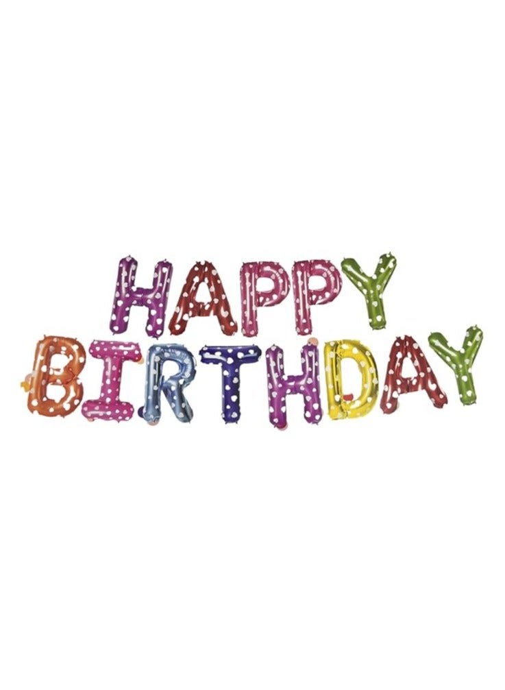 Happy Birthday Balloon Decoration Set Colourful Balloons With Small Hearts Happy Birthday Balloons Decorations 13 Letters Balloons