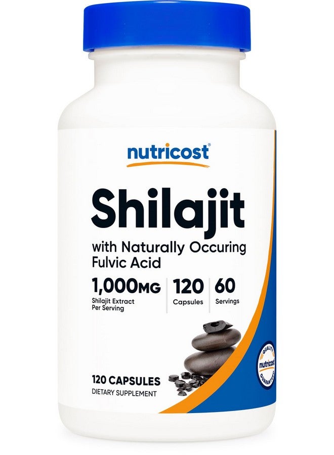 Nutricost كبسولات نوتريكوست شيلاجيت (1,000 ملغ لكل حصة) (120 كبسولة) - مستخلص شيلاجيت مع حمض الفولفيك الطبيعي، 60 حصة، خالي من الغلوتين، غير معدّل وراثيًا، مكمل غذائي مناسب للنباتيين - Image 1