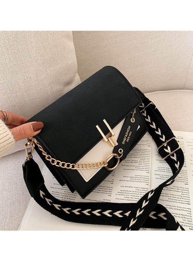 WAOKN Women's Versatile Contrasting Shoulder Bag, Ladies Fashionable Matte Small Square Bag Crossbody Bag Handbag, Chain Frosted PU Tote Bag Carrying Bag Sling Bag for College Students and Youth  - Image 2
