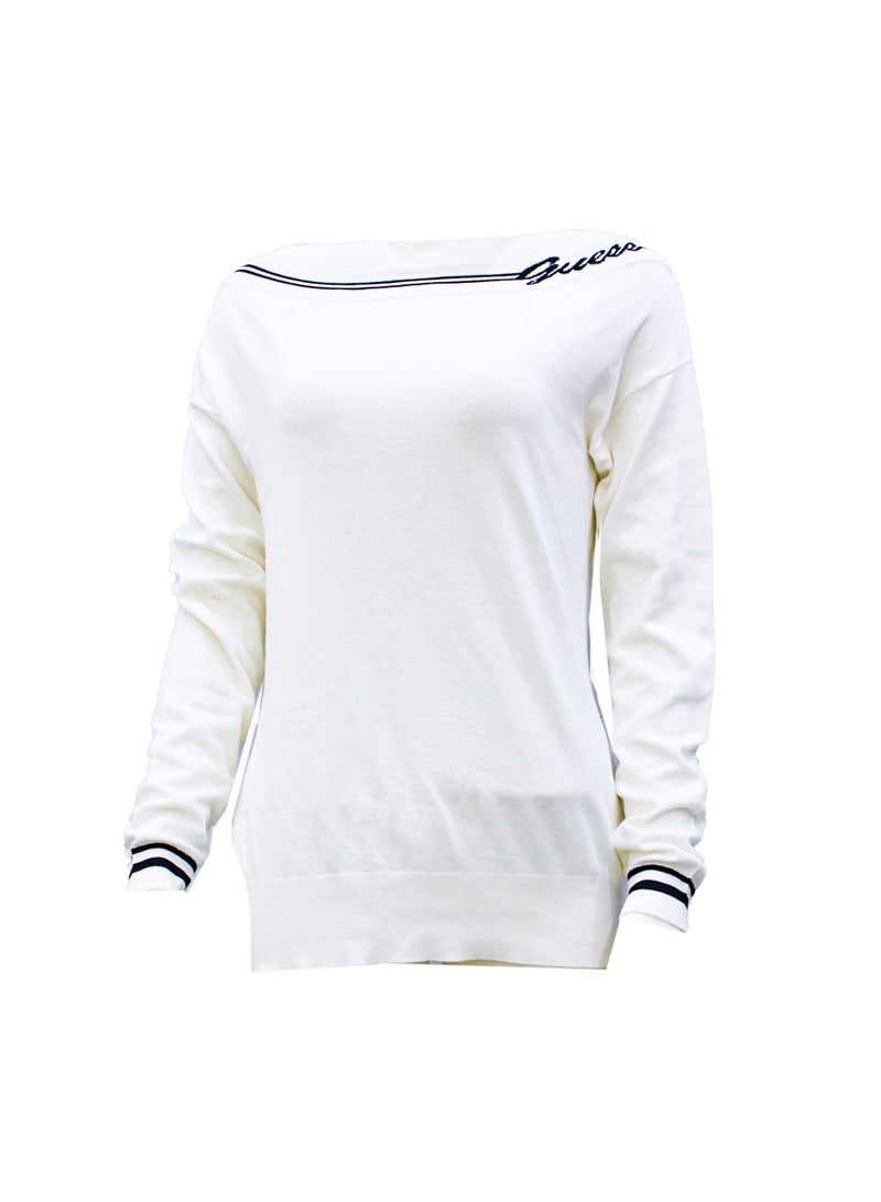 Guess Women Long Sleeve White Winter pullover - Medium - Image 3