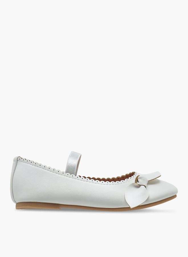 Flora Bella By Shoexpress Girls Textured Ballerina Shoes With Elastic And Bow Detail  - Image 3