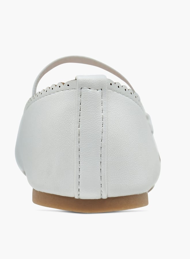 Flora Bella By Shoexpress Girls Textured Ballerina Shoes With Elastic And Bow Detail  - Image 5
