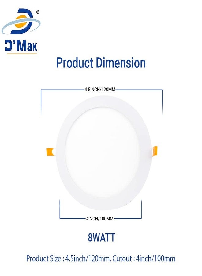 D'Mak Panel LED Light for Ceiling, 8-Watt Panel Light with IP50 Dust Proof, Energy Saving White Light for Indoor Use at Home and Office etc. Round Pack of 10 - Image 5