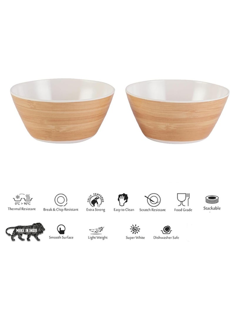 Melamine Bowls Cereal Bowls Set Unbreakable Melamine Classic Bowls Set Of 2 Bowls Set For Breakfast Lunch Dinner Dishwasher Safe Brown - Image 3