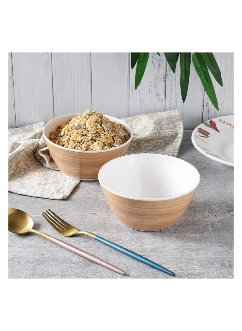 Melamine Bowls Cereal Bowls Set Unbreakable Melamine Classic Bowls Set Of 2 Bowls Set For Breakfast Lunch Dinner Dishwasher Safe Brown - Image 5