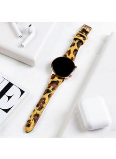 Vagave Huawei Watch GT 5 / GT 4 / 41mm Compatible Leather Strap (18mm) Women's Special Leather Strap Yellow Leopard Patterned Genuine Leather Strap  - Image 5