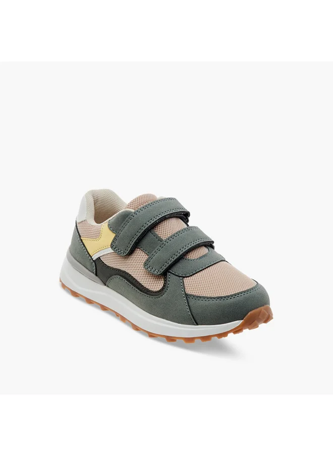 جونيورز Boys Panelled Sneakers with Hook and Loop Closure