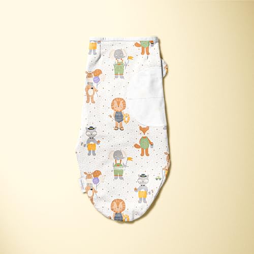 Haus & kinder 100% Cotton Baby Swaddle Wrap for Newborn | Adjustable Easywrap Swaddle Blanket for 0-3 Months | Jungle Party, Multicolor - Image 2