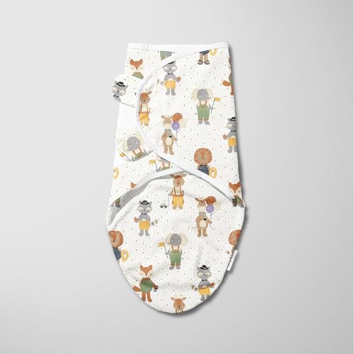 Haus & kinder 100% Cotton Baby Swaddle Wrap for Newborn | Adjustable Easywrap Swaddle Blanket for 0-3 Months | Jungle Party, Multicolor - Image 5