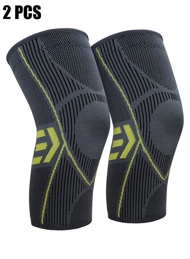HY 2 Pack Knee Braces for Knee Pain, Knee Brace, Knee Compression Sleeve Support for Women & Men, Running, Gym, Hiking, Arthritis, Joint Pain Relief, Sports, Injury Recovery - Image 1