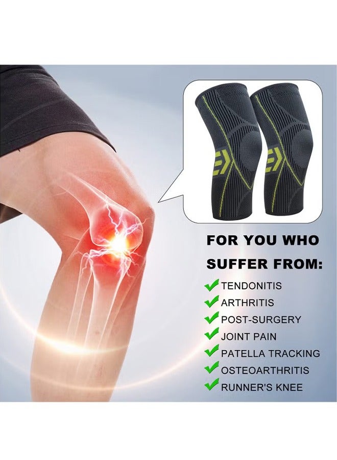 HY 2 Pack Knee Braces for Knee Pain, Knee Brace, Knee Compression Sleeve Support for Women & Men, Running, Gym, Hiking, Arthritis, Joint Pain Relief, Sports, Injury Recovery - Image 2