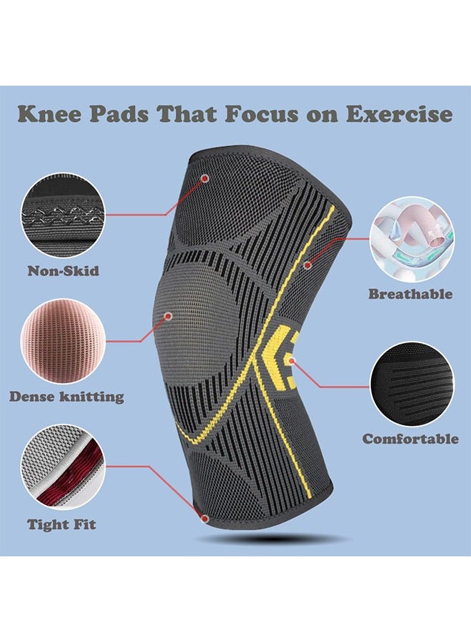 HY 2 Pack Knee Braces for Knee Pain, Knee Brace, Knee Compression Sleeve Support for Women & Men, Running, Gym, Hiking, Arthritis, Joint Pain Relief, Sports, Injury Recovery - Image 3