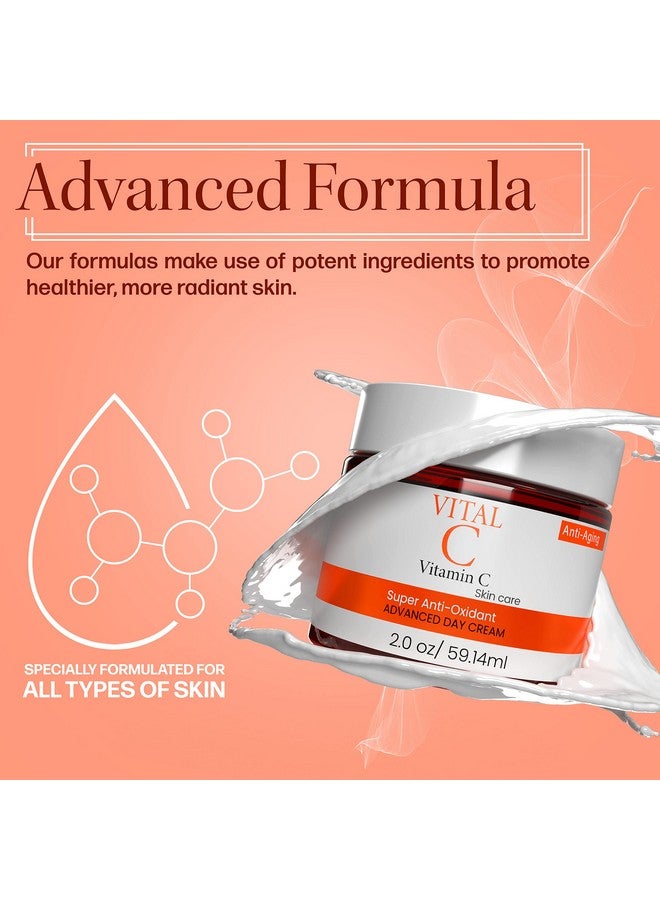 dermapeutics Advanced Vitamin C Face Moisturizer Cream/Lotion Antioxidant Hydrating Day & Night Cream To Reduce Wrinkles Fine Lines Dark Circles & Dark Spots | 2 Fl Oz - Image 3