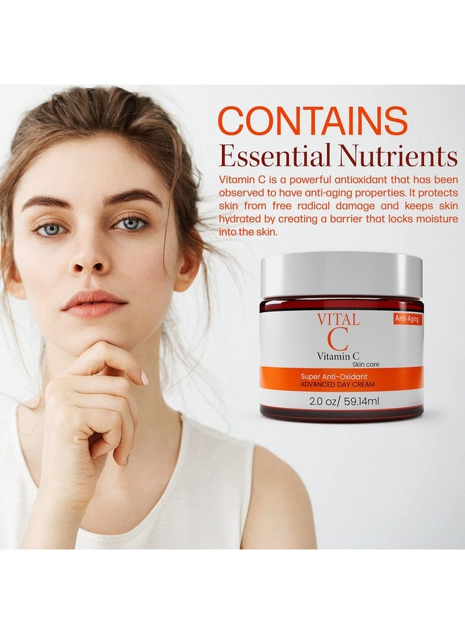 dermapeutics Advanced Vitamin C Face Moisturizer Cream/Lotion Antioxidant Hydrating Day & Night Cream To Reduce Wrinkles Fine Lines Dark Circles & Dark Spots | 2 Fl Oz - Image 4