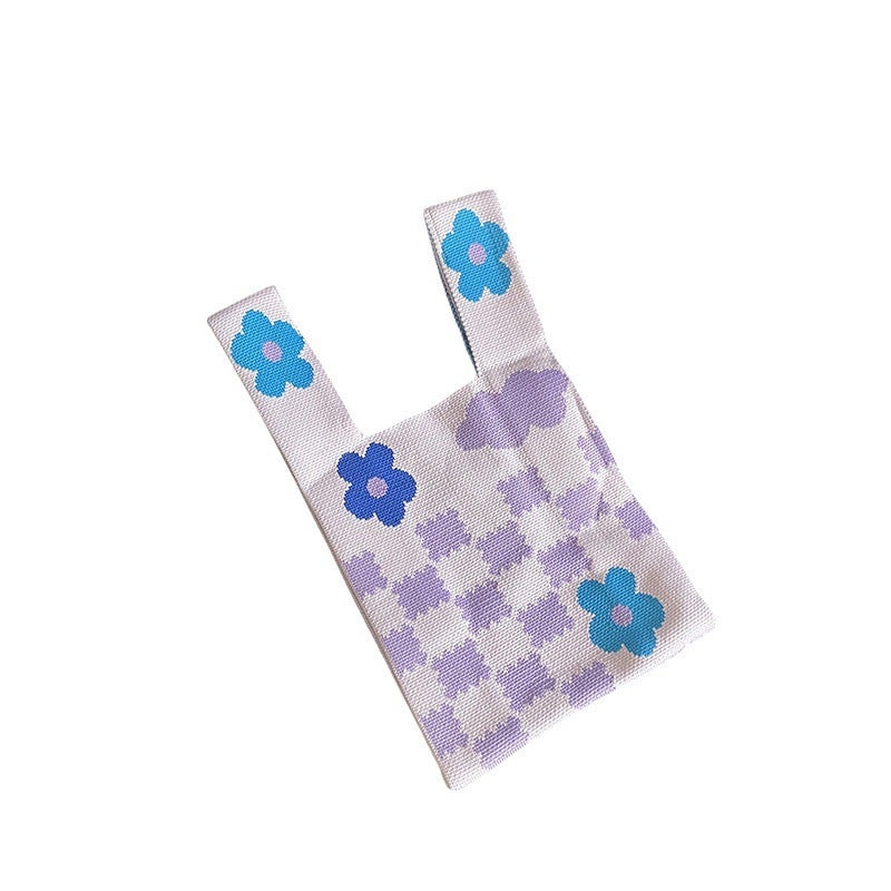 Women's Knitted Shoulder Bag, Trendy Floral Design - Image 5