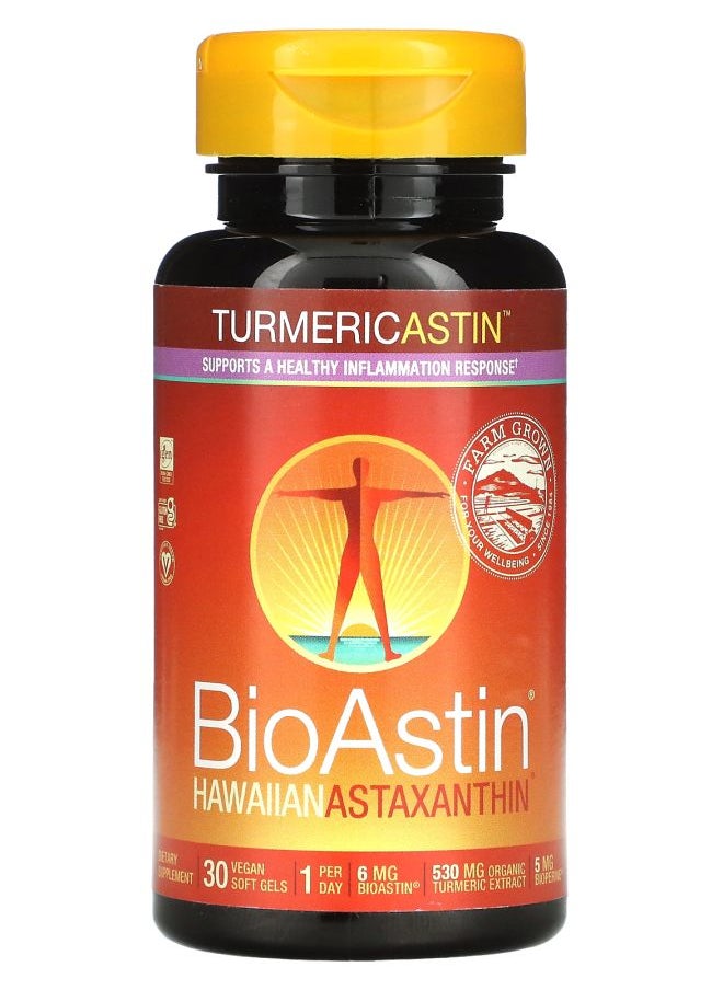 Nutrex Hawaii Turmericastin BioAstin Hawaiian Astaxanthin 30 Vegan Soft Gels 