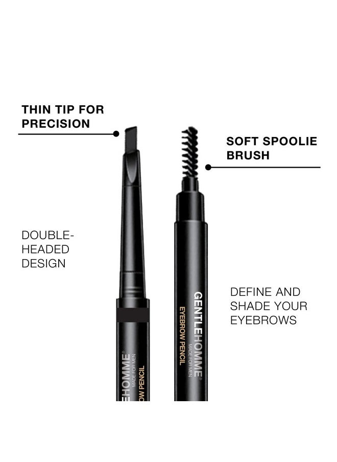 Mens Eyebrow Pencil Black Easily Shape Define Fill Eyebrows And Beard 2 In 1 Brush And Ultra Thin Pencil Waterproof Smudge Proof Sweatproof Durable And Long Lasting (Black)