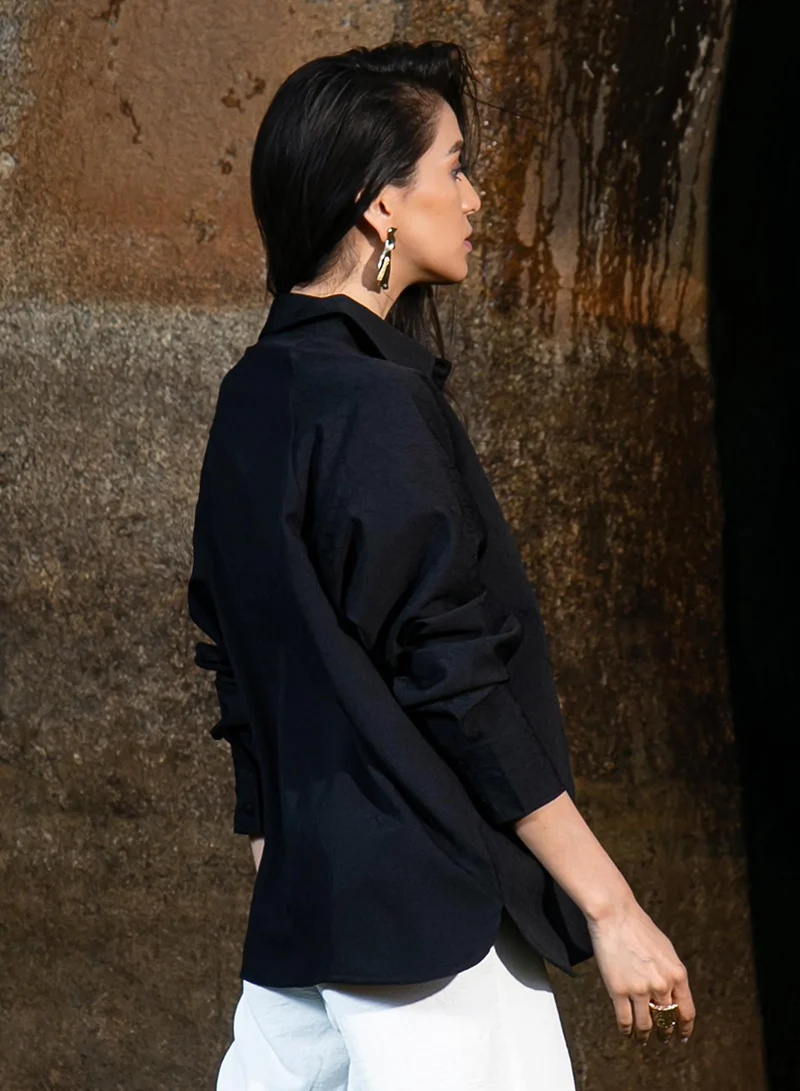 PINACOLADA Women's Onyx Black Croc Shirt For Casual Wear | Spread Collar | Long Sleeve | Button Closure | Shirt Designed With Comfortable Fit For Woman & Girls