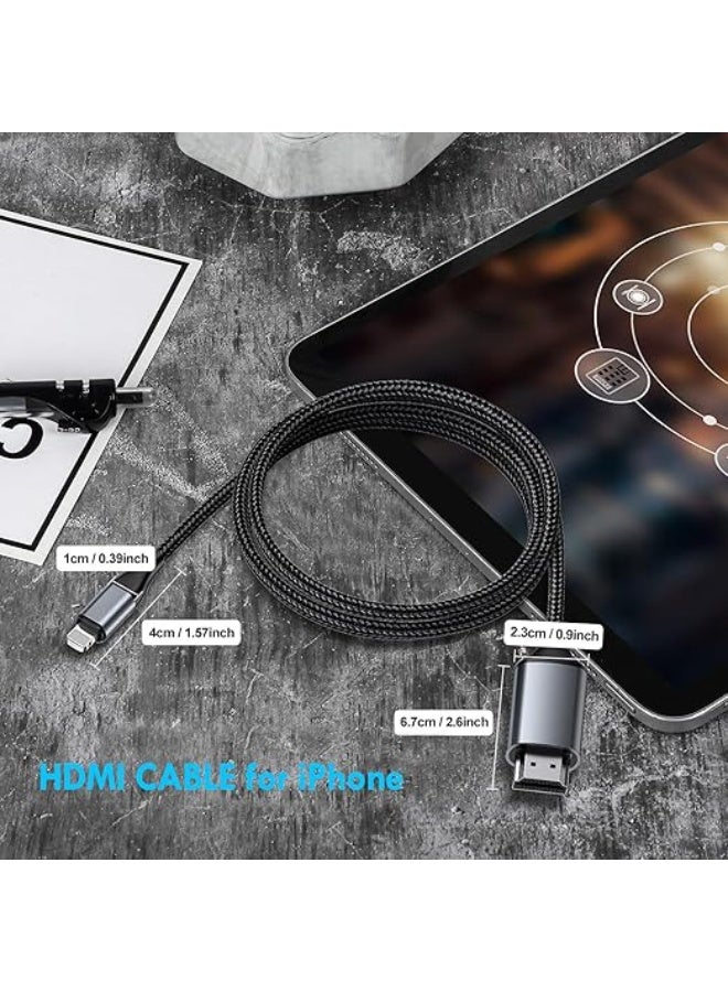 HDMI Cable for iPhone to TV, Lightning to HDMI Adapter Compatible with iPhone 14, 13, 12, 11, YouTube Output with HD 1080P Screen, Plug and Play (2m, Gray) - Image 3
