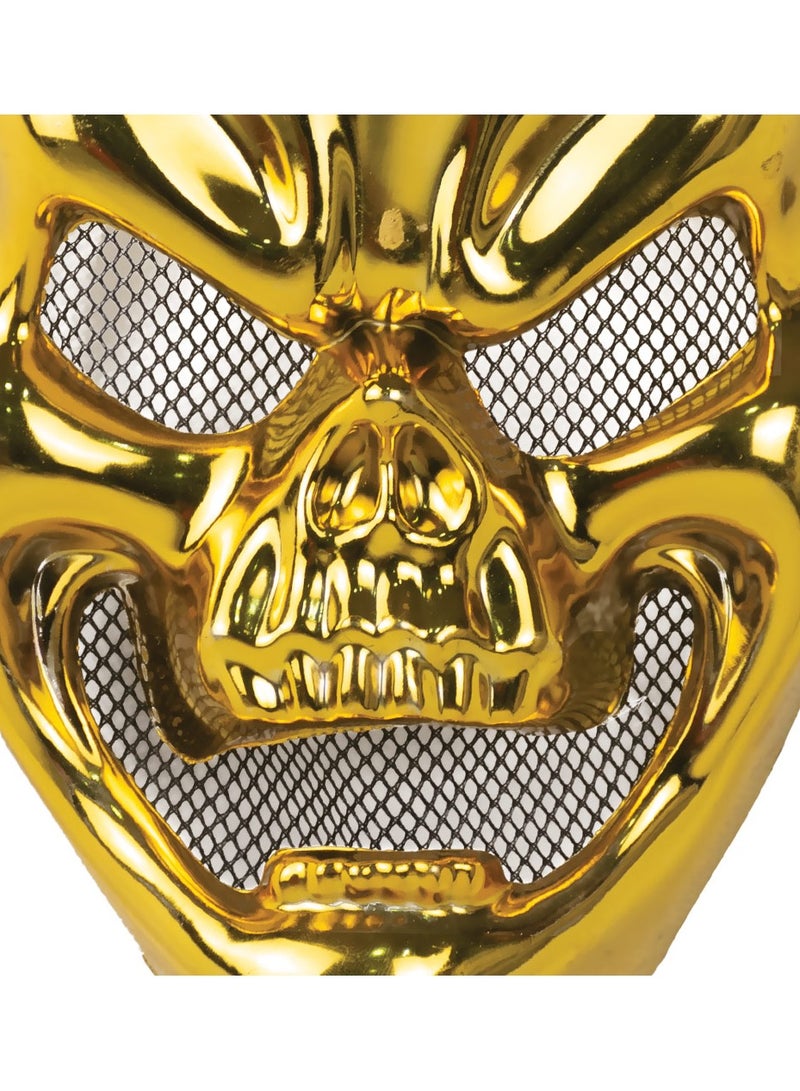 MAD TOYS Spooky Metallic Gold Skull Mask Halloween Costume Accessories for Kids and Adult, for Dress Up Theme Party Cosplay - Image 2