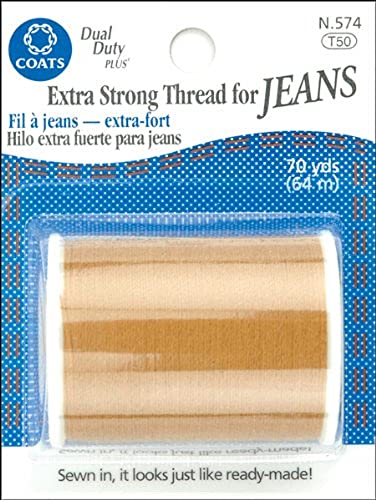 COATS CLARK Coats & Clark Inc. N574 Extra Strong Thread for Jeans, 70-Yard, Golden - Image 2