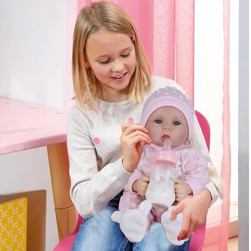 Milidool Reborn Baby Dolls Lifelike Girl Doll 18 inch Realistic Newborn Baby Doll Real Looking Silicone Baby Dolls Girl with Feeding Complete Accessories for 3 Years Old Gifts - Image 5