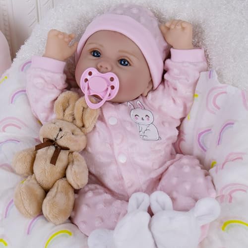 Milidool Reborn Baby Dolls Lifelike Girl Doll 18 inch Realistic Newborn Baby Doll Real Looking Silicone Baby Dolls Girl with Feeding Complete Accessories for 3 Years Old Gifts - Image 1