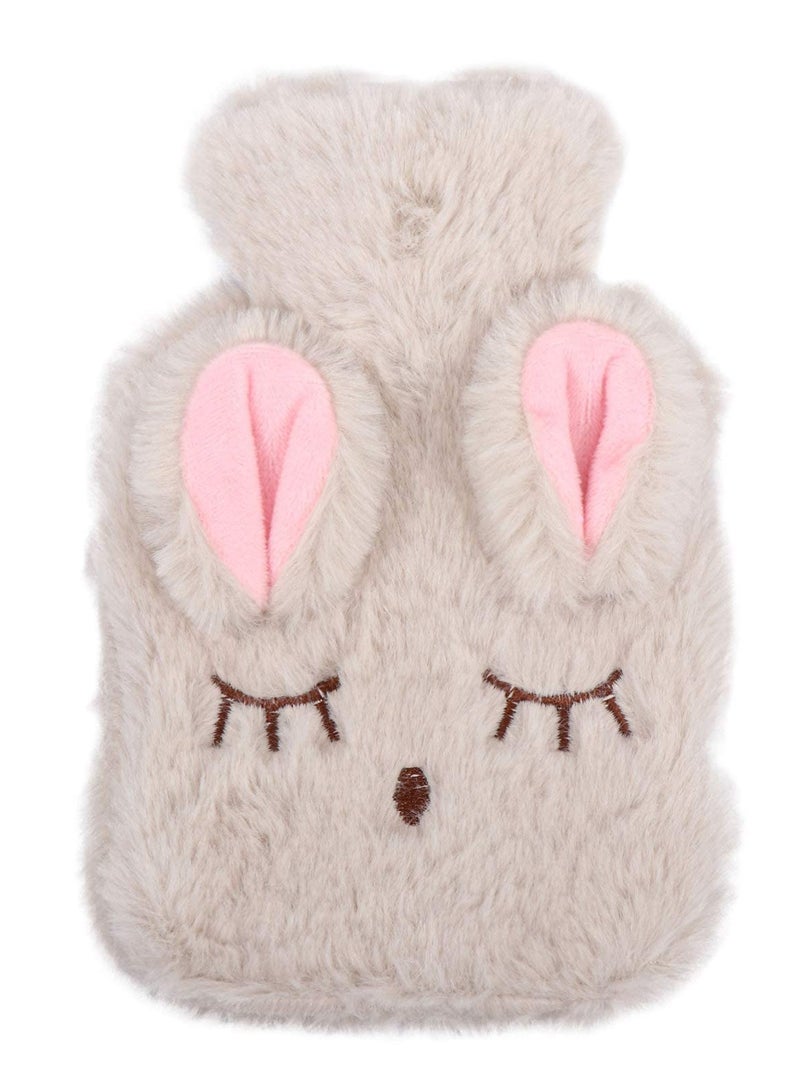 Warm Your Winter Plush Rabbit Hot Water Bottle Handy for Pain Relief Cramps and Aches in Beige - Image 1