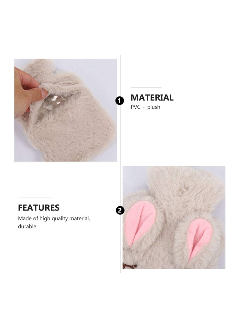 Warm Your Winter Plush Rabbit Hot Water Bottle Handy for Pain Relief Cramps and Aches in Beige - Image 4