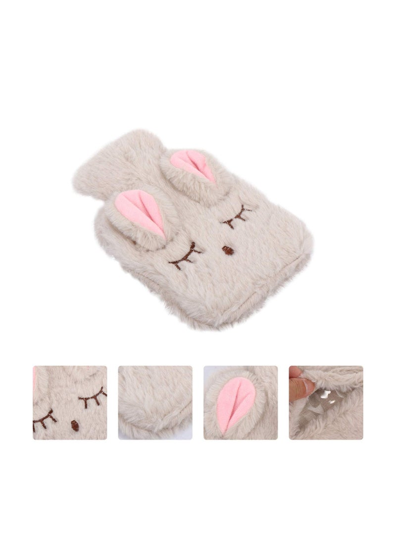 Warm Your Winter Plush Rabbit Hot Water Bottle Handy for Pain Relief Cramps and Aches in Beige - Image 3