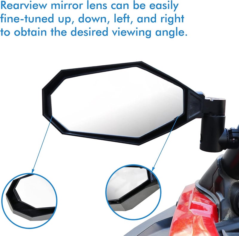 RERPRO UTV Side Rear View Mirrors for 1.75"-2" Roll Bar - Adjustable Aluminum Pair - Image 3