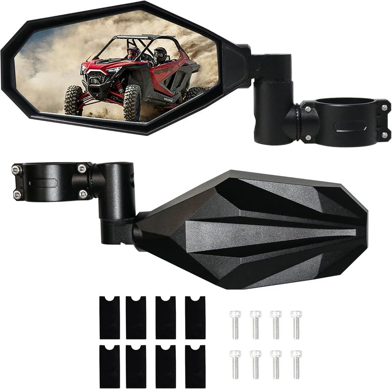 RERPRO UTV Side Rear View Mirrors for 1.75"-2" Roll Bar - Adjustable Aluminum Pair - Image 1