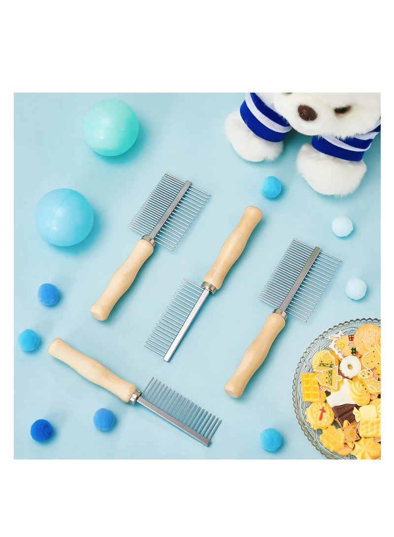 Y&D Dog Cat Comb Grooming Comb, 2Pcs Wooden Handle Stainless Steel Metal for Dogs Pet Brush Hair Flea - Image 3