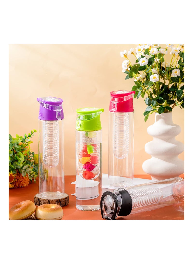 SOLARAE Fruit Infuser Water Bottle, 28 oz Leakproof Water Infuser Bottle, Large Capacity Plastic Infused Water Bottles for Women Men Gym Bike Camping Travel Tea Drink Gift, Multicolor(4 Pieces) - Image 2