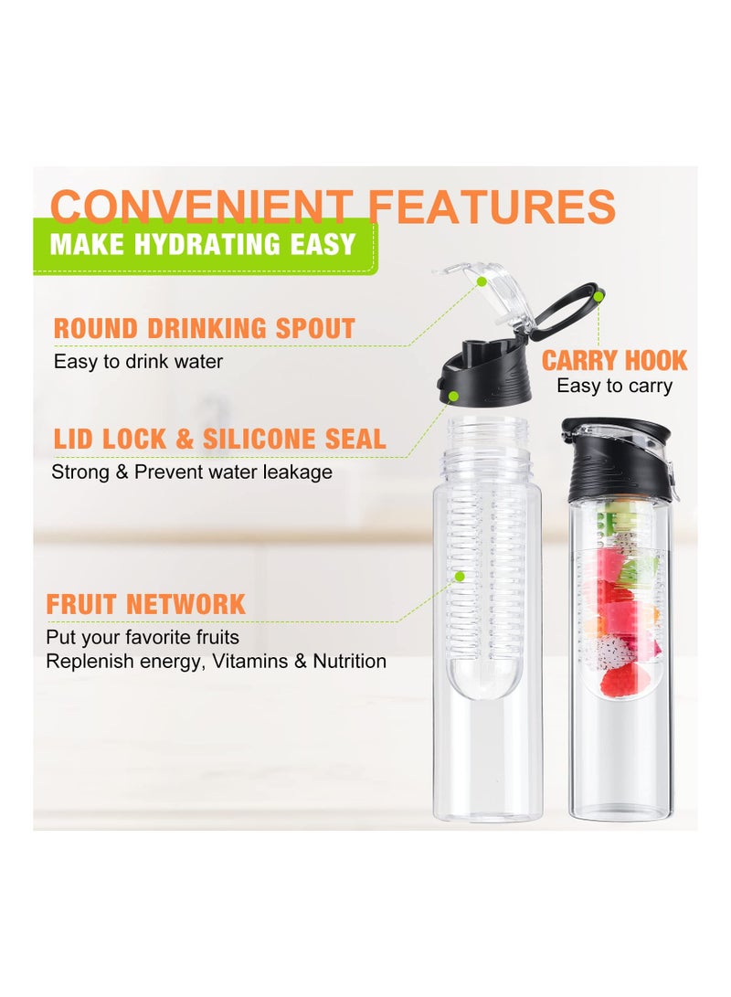 SOLARAE Fruit Infuser Water Bottle, 28 oz Leakproof Water Infuser Bottle, Large Capacity Plastic Infused Water Bottles for Women Men Gym Bike Camping Travel Tea Drink Gift, Multicolor(4 Pieces) - Image 4
