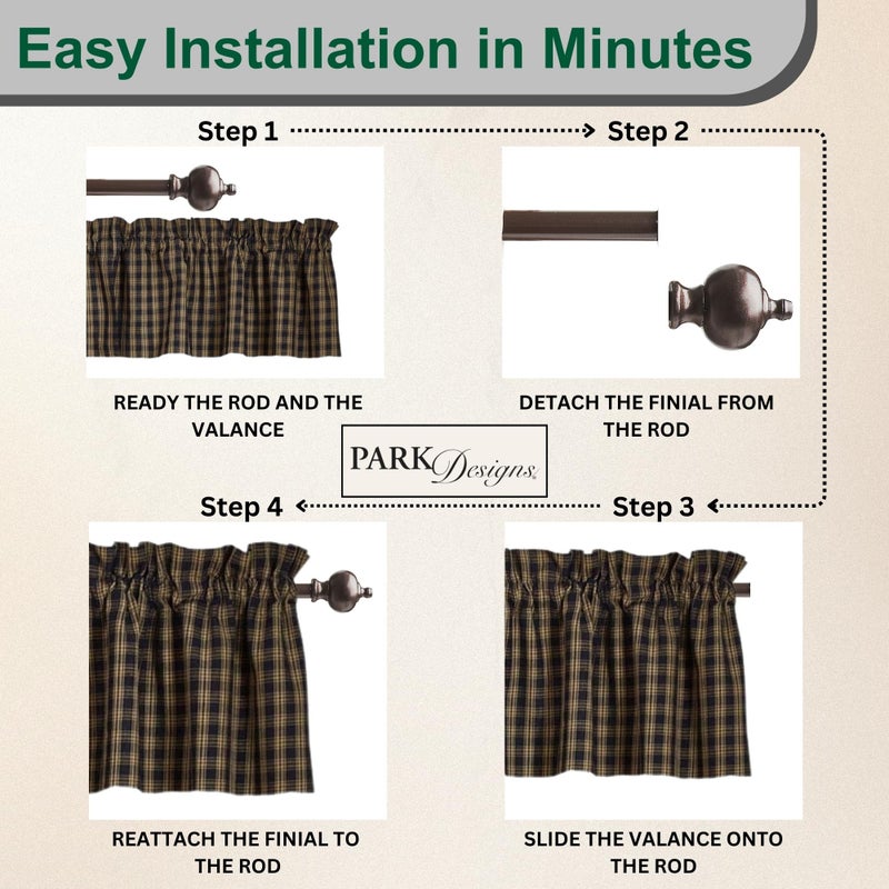 Park Designs Farmhouse Kitchen Valances for Windows - Sturbridge Navy | Fall Decor Window Valance Curtain | Plaid Curtain Windows | 72"x14" - Image 4
