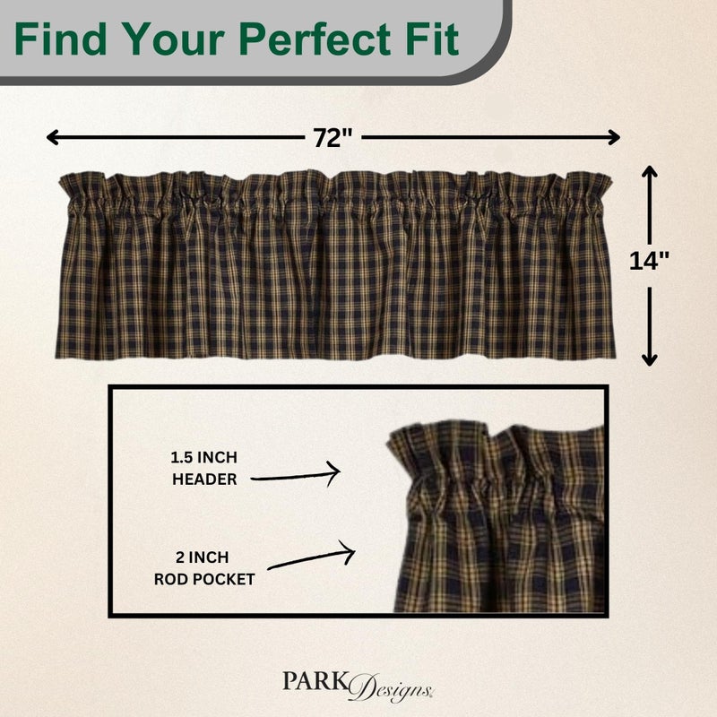 Park Designs Farmhouse Kitchen Valances for Windows - Sturbridge Navy | Fall Decor Window Valance Curtain | Plaid Curtain Windows | 72"x14" - Image 3