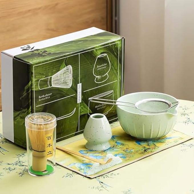 Fohome 7Pcs Matcha Tea Set Matcha Whisk Set With Matcha Bowl Bamboo Matcha Whisk Scoop Whisk Holder Tea Making Kit Unique Gifts Matcha Kit For Tea Lover Gift Matcha Tea Ceremony - Image 2