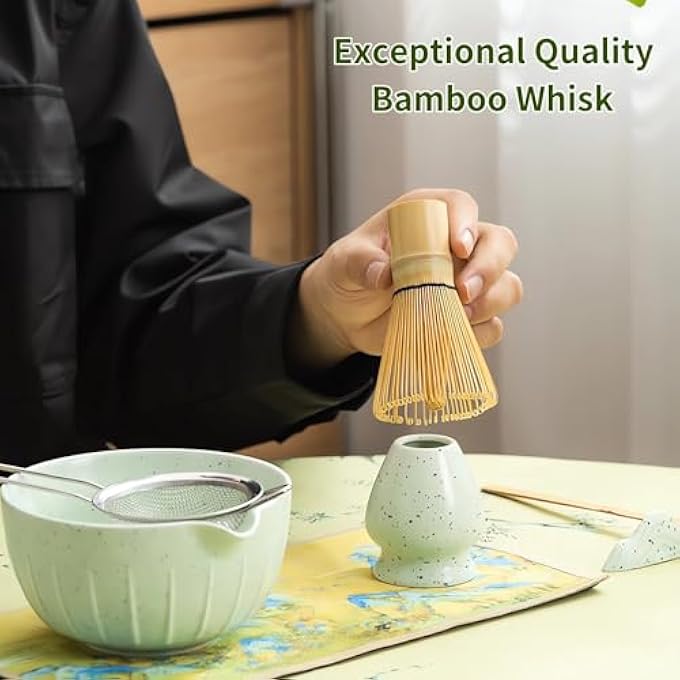 Fohome 7Pcs Matcha Tea Set Matcha Whisk Set With Matcha Bowl Bamboo Matcha Whisk Scoop Whisk Holder Tea Making Kit Unique Gifts Matcha Kit For Tea Lover Gift Matcha Tea Ceremony - Image 3