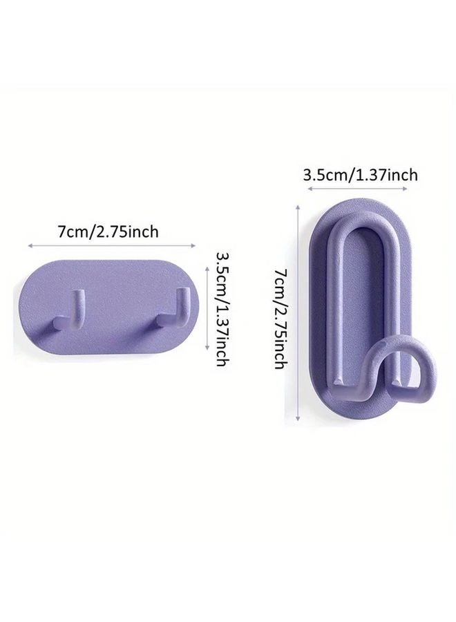 خطاف حائط أرجواني بدون حفر لتعليق المعاطف والمفاتيح، سهل التثبيت لتوفير مساحة التخزين - Image 4