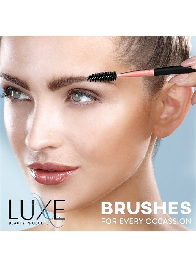 LUXE Premium Makeup Brushes Set for Face and Eye - Synthetic Brushes for Foundation, Powder, Blush, Eyeshadow - Brush Cleaning Solution Included - Perfect Make Up Brushes Kit, Beauty Brush Set (14pc) - Image 4