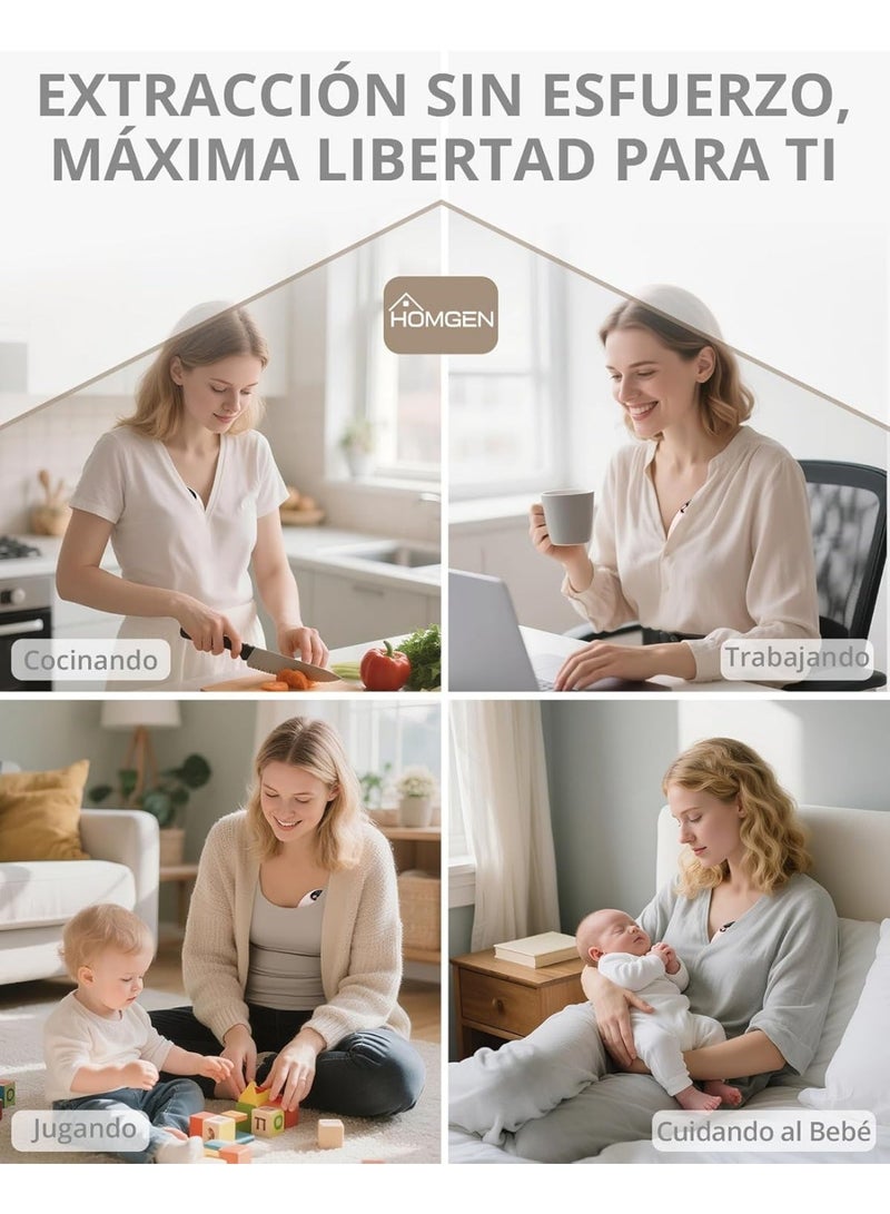 مضخة ثدي كهربائية بدون استخدام اليدين، قابلة للارتداء، مضخات رضاعة طبيعية لاسلكية، درجة المستشفى، هادئة، مضادة للتسرب، مع بث صوتي، تدفئة، 4 أوضاع، 12 مستوى شفط مزدوج - Image 2